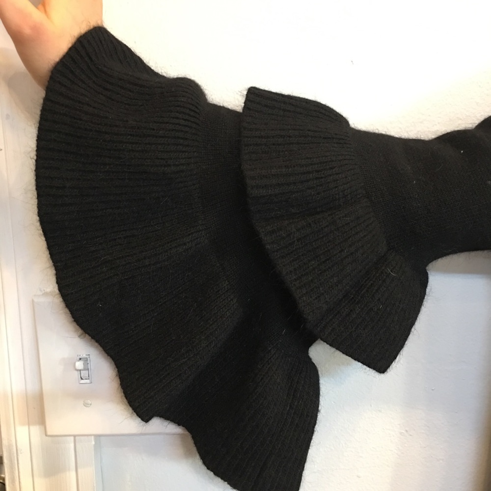 NWT black open cardigan sweater with ruffle sleeve - Picture 6 of 8